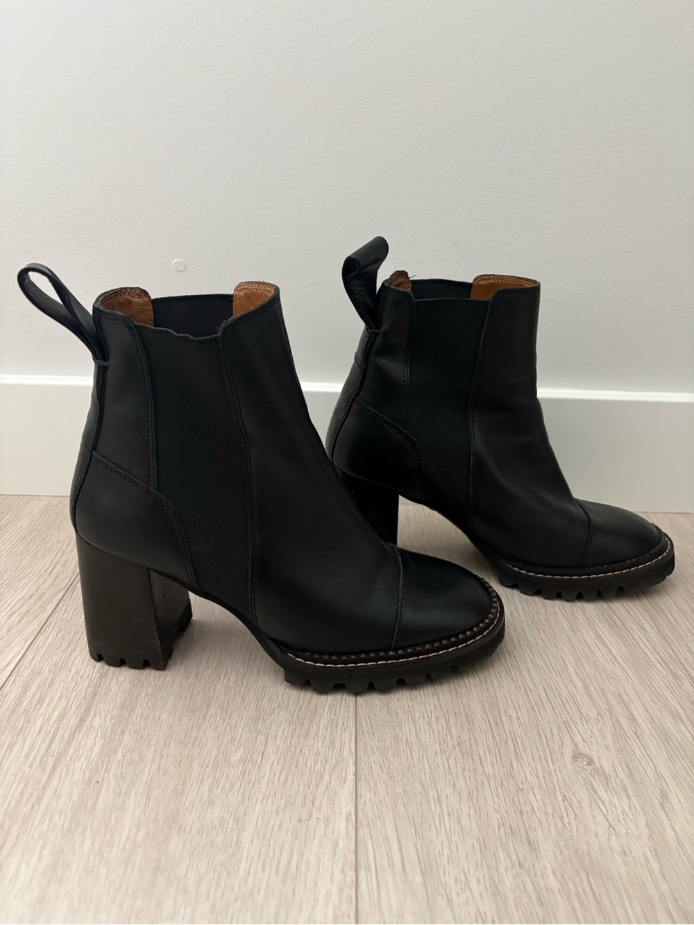 See by Chloe- Mallory Heeled Leather Ankle Boots- Euro 38